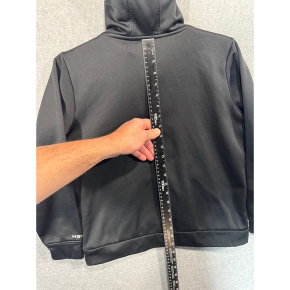 Under Armour Hoodie Pullover Fleece Lined Activewear Black Red YLG/JG - Picture 11 of 12